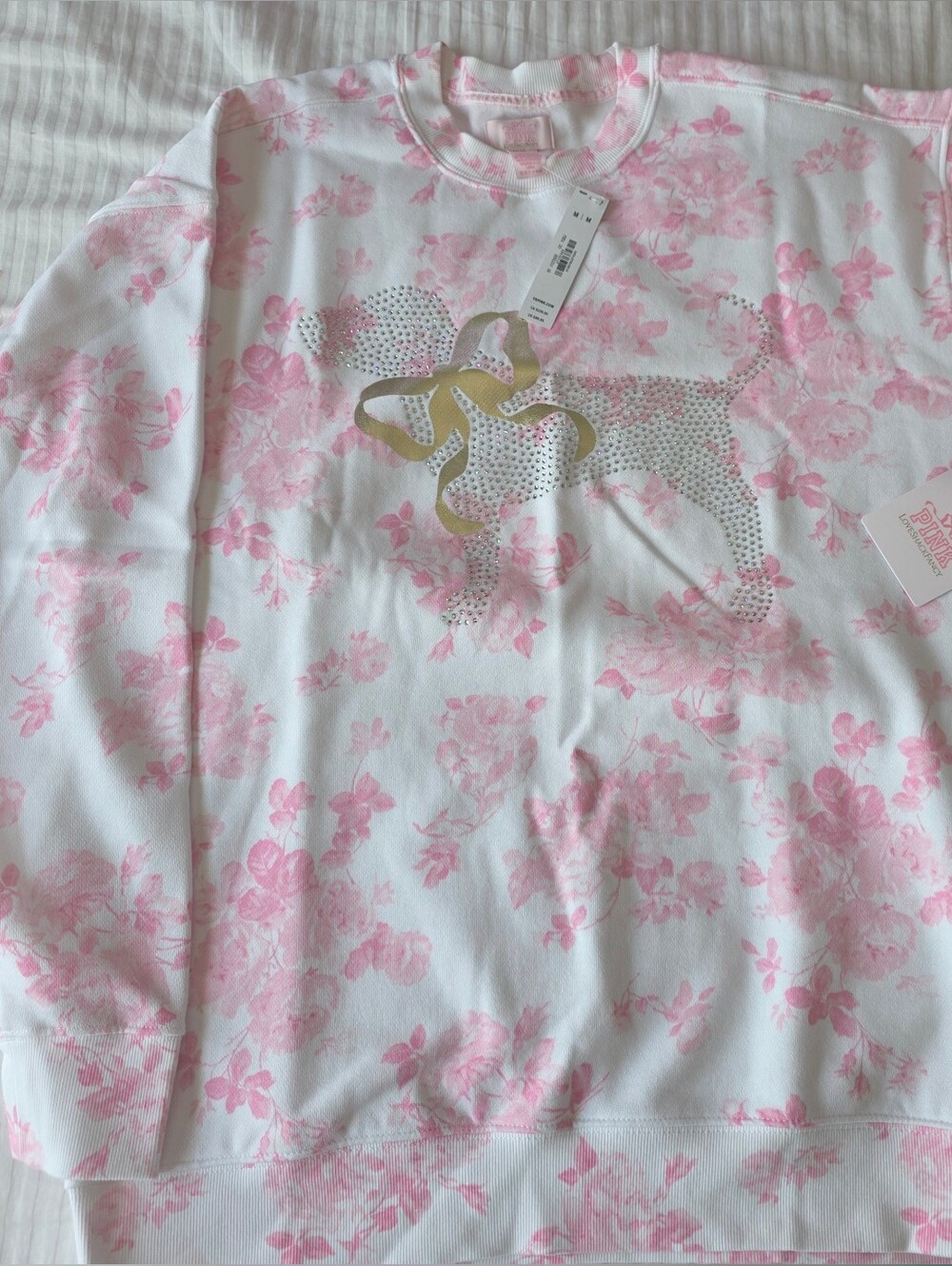 Pink × Love Shack Fancy Crew Sweatshirt Medium Size New With Tags Limited Editio - Picture 4 of 5